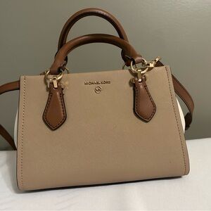 Michael Kors Cream and Brown Satchel